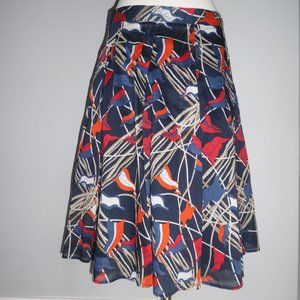 Burberry Nautical Navy  Rope Sailing Flag Blue Cotton Logo Pleated A-line Skirt